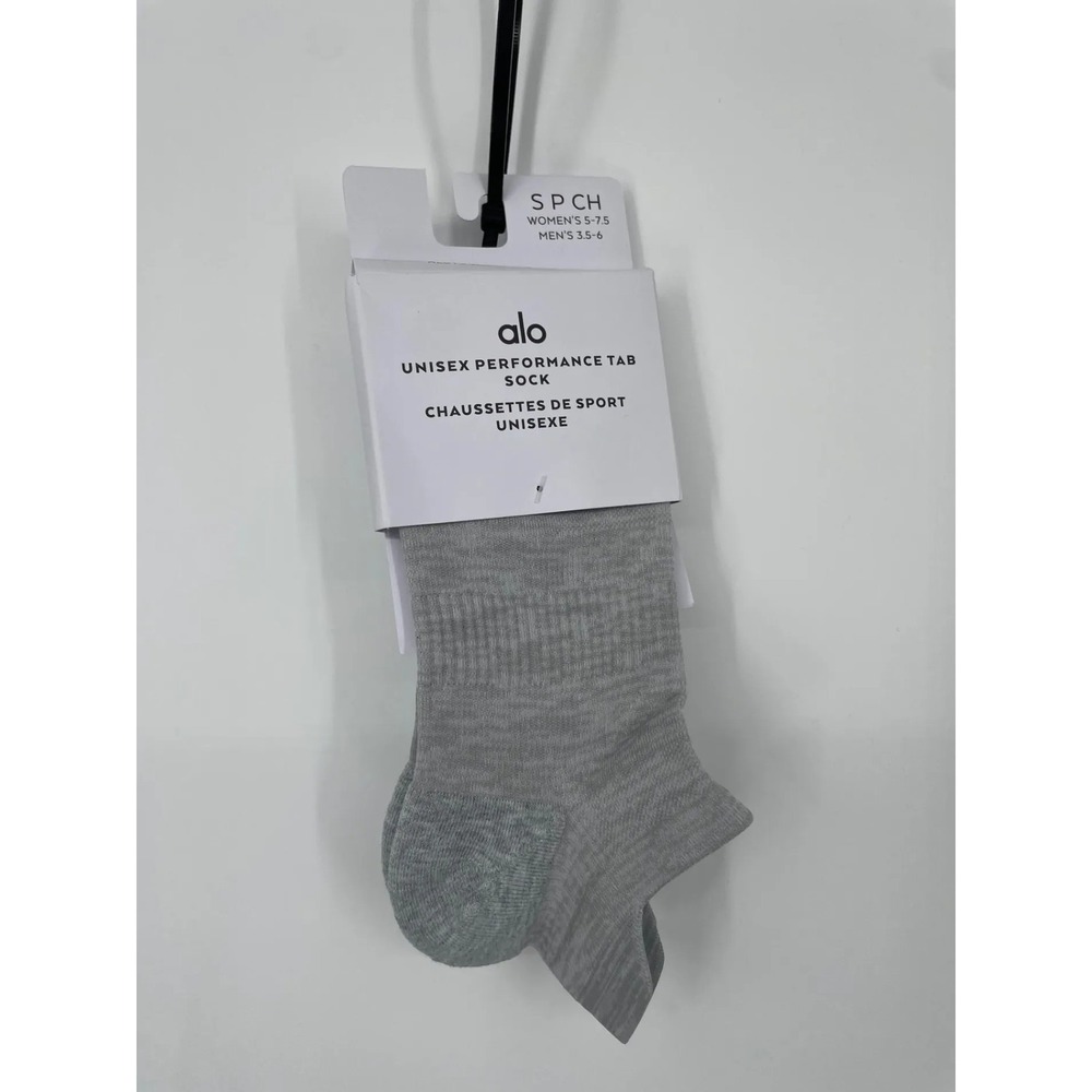 Alo‎ Yoga Unisex Performance Tab Socks S Athletic Heather Grey Yoga Ankle
